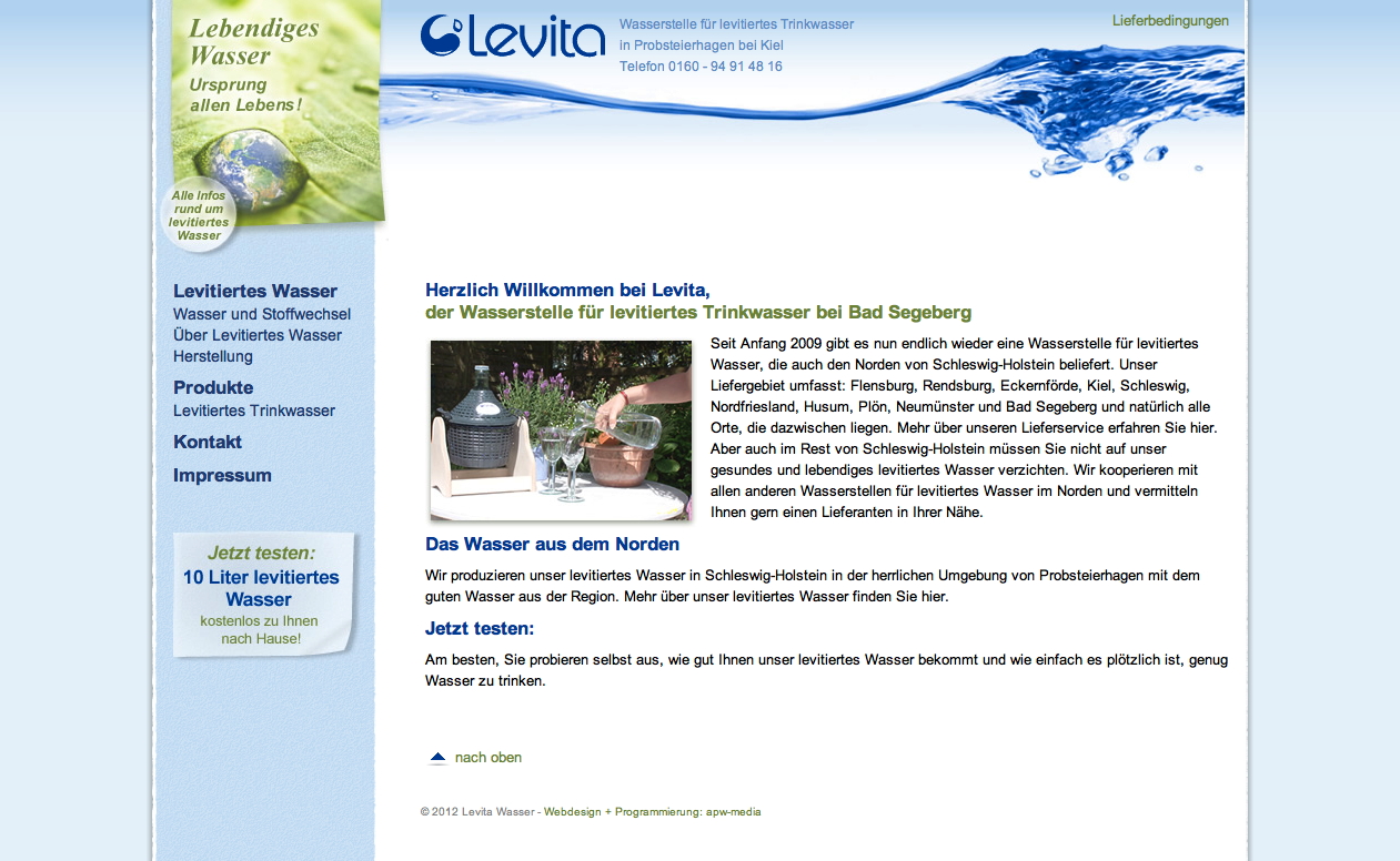 Levita - levitiertes Trinkwasser bei Kiel