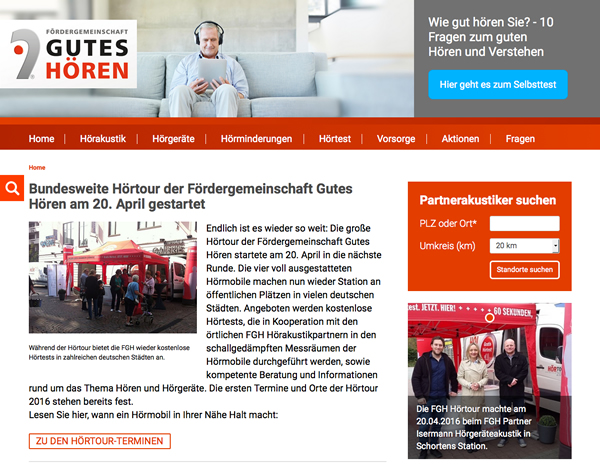 Website Fördergemeinschaft Gutes Hören